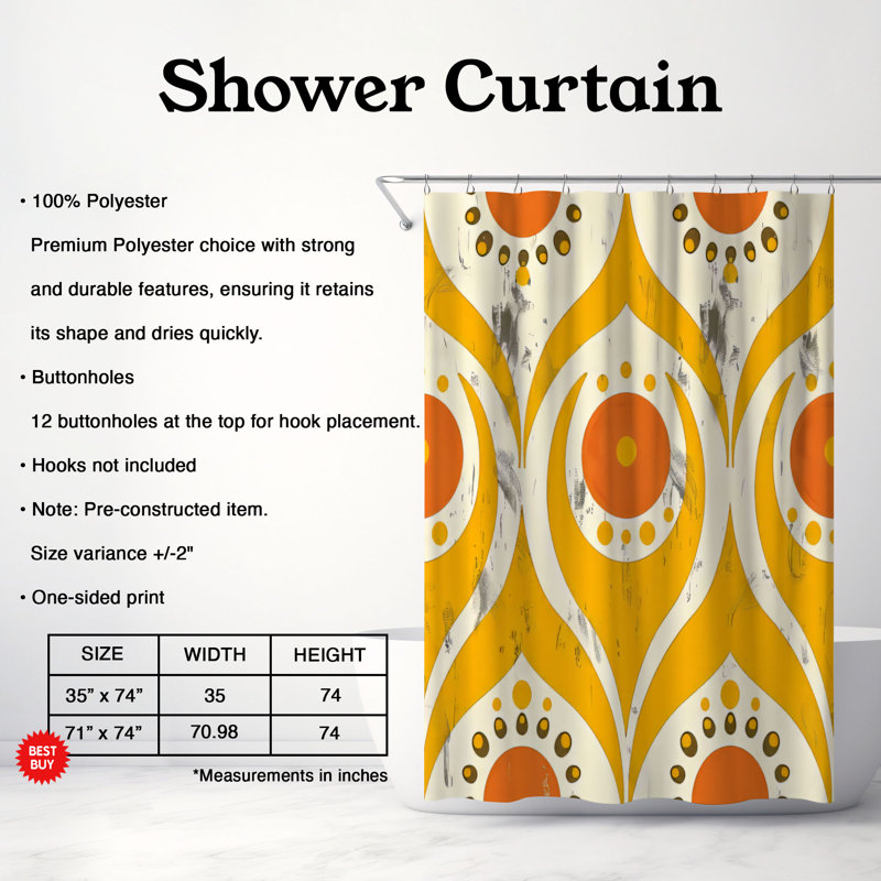Rideau de douche Boho Art - Premium, H 74 po x l 71 po