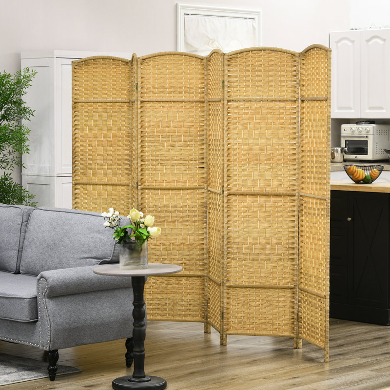 Cloison pliante en bois massif Sharod, Beige, H 70,9 po x l 106,3 po 