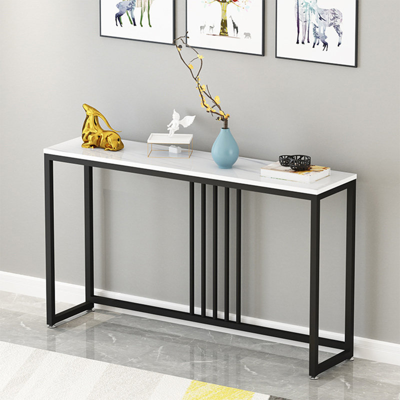 Console Table, White/Gray, 31.5" H x 47.2" W x 11.8" D, Black