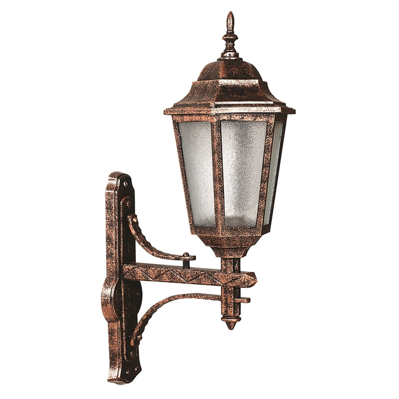 Lampe murale traditionnelle pour l'extérieur, brun, 27,6 po x 9,1 po x 11 po | Corps en ABS durable et capuchon en polycarbonate | Douille E27, 40 W maximum | Homologué IP65 pour la résistance aux intempéries | Parfait pour un décor nostalgique et industriel