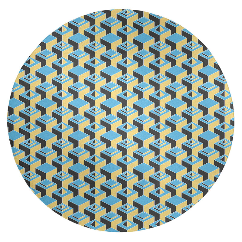 Chenille Geometric Indoor Rug, Round 5'