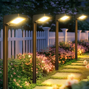 Paquet de 8 lumières solaires de sentier d'extérieur, 3500k lumières chaudes blanches et lumineuses extérieures imperméables pour la cour, jusqu'à 12 heures d'éclairage de jardin à énergie solaire pour l'allée extérieure (Ensemble de 8)