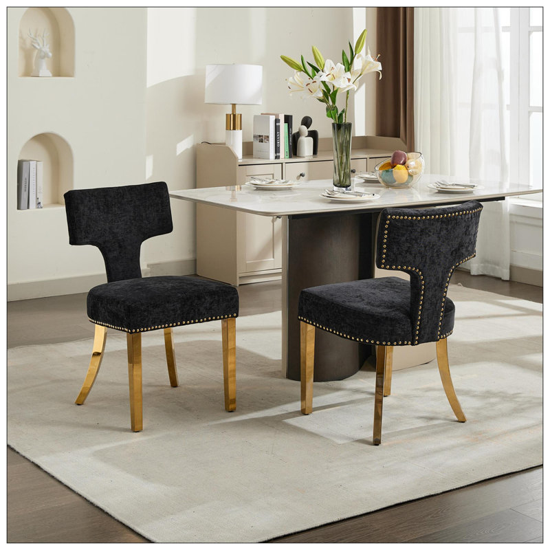 Dining Chairs For Kitchen, Gold, Black