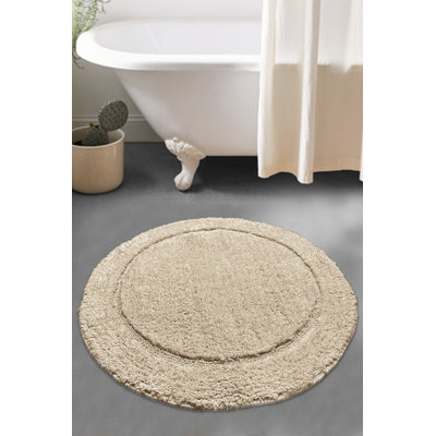 Luxury Bathmat, 100% Cotton, 35.4 x 35.4 inches | Ultra-Soft 1.6 lbs/sq ft, Machine Washable, Stone Color | Perfect for Bathroom, Spa, and Home Décor, Durable and Easy Care, Low Heat Ironing Recommended