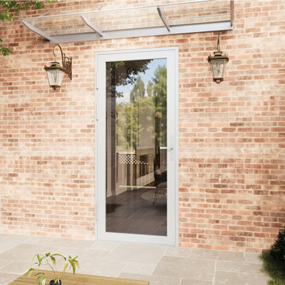 Porte de patio blanche simple avec verre trempé