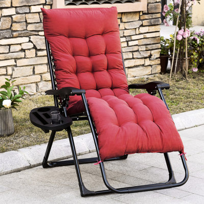 Fauteuil Red Zero Gravity, inclinable et pliable avec coussin et support latéral, capacité de 264 lb, table rembourrée pour l'intérieur et l'extérieur