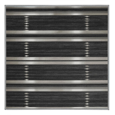 Washable Dark Gray Silver Striped Area Rug