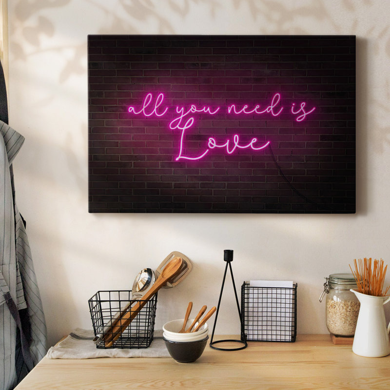 Neon Love I-Gallery Wrapped Canvas, H 8 po x l 12 po