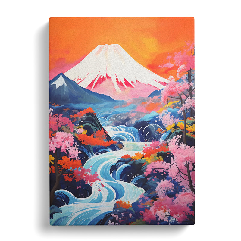 Japanese Mountains Expressionism No.2 - No Frame Art Prints - Wrapped Canvas, 76cm H x 50cm W x 3cm D