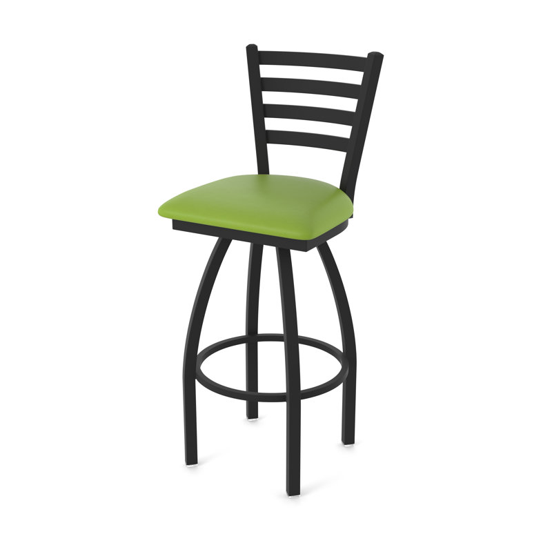 Tabouret pivotant Jackie, Noir froissé, Vinyle - vert kiwi Canter, Très grand (siège d'une hauteur de 36 po)