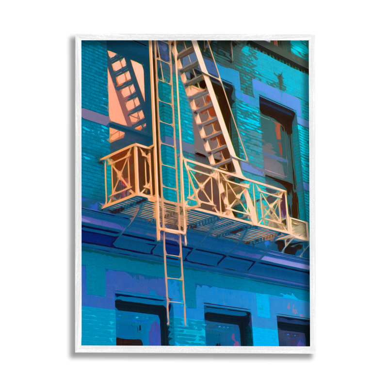 Urban City Architecture, H 30 po x l 24 po x P 1,5 po, Giclée encadrée blanc bord de mer