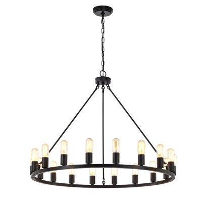 Laurel Foundry Modern Farmhouse Trost 18 - Light Wagon Wheel Chandelier ...