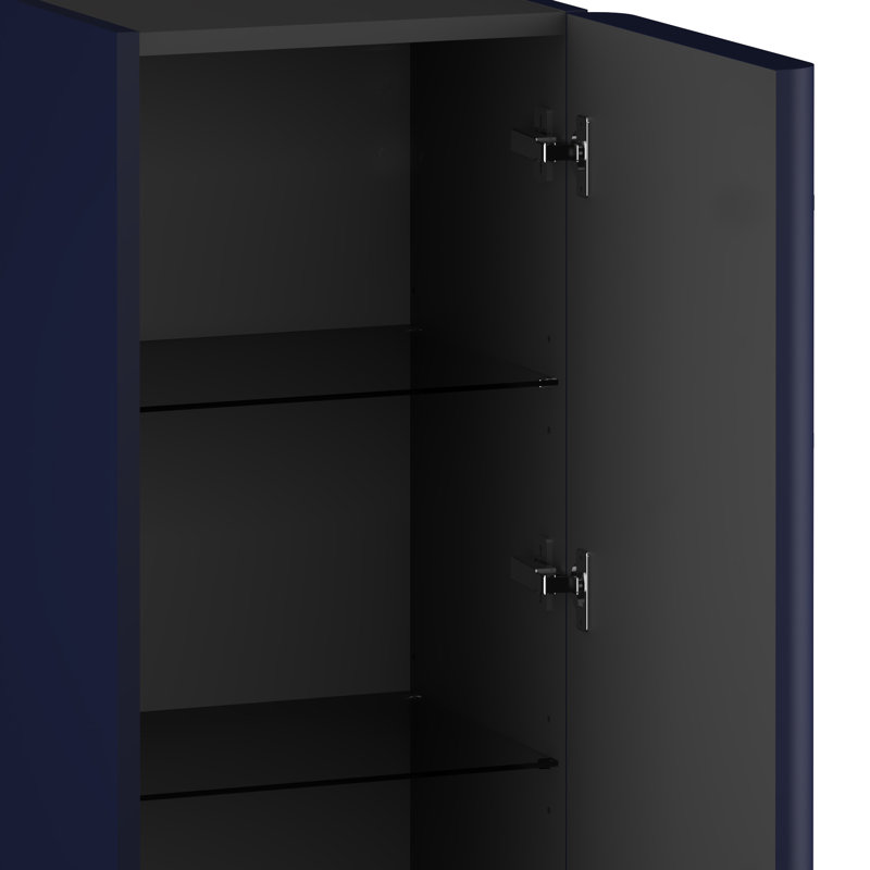 Ashat Bathroom Cabinet, Wave Blue/Black, Right