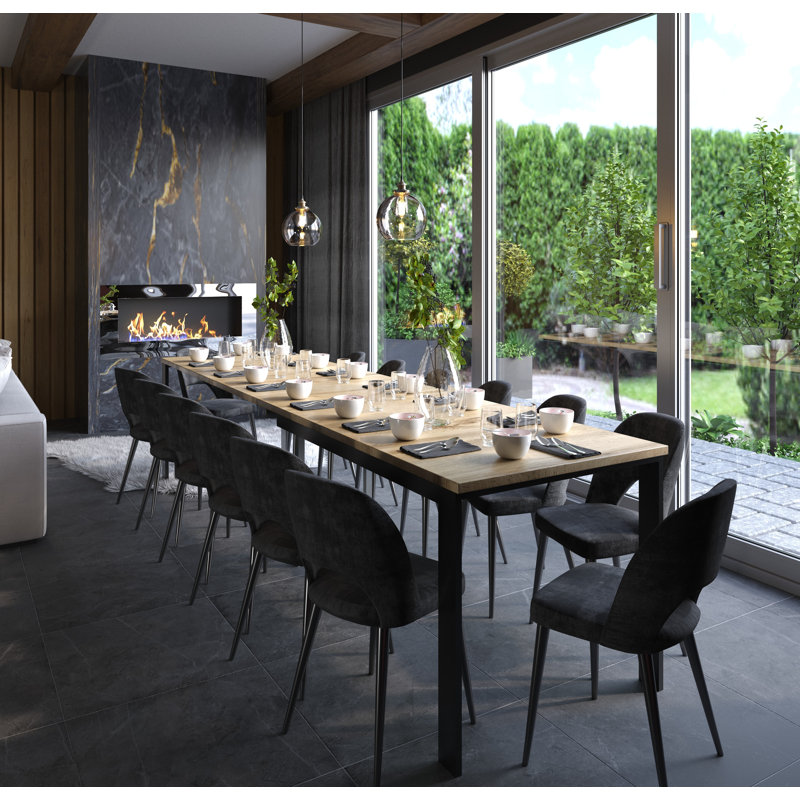 Eillen Extendable Metal Base Dining Table