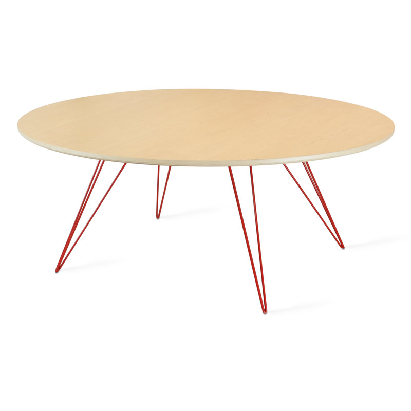 Williams Single Coffee Table, Red, 18" H x 46" W x 40" D, Maple