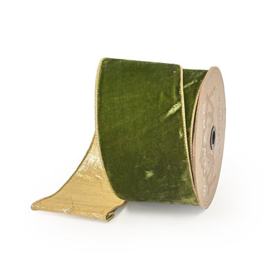 MOSS GREEN VELVET SPRUCE  RIBBON