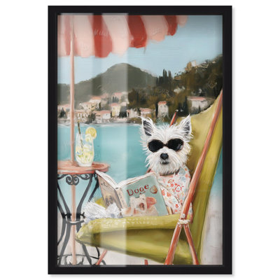 Beach Reader I Fun Pet Art Shadowbox Print by Art Remedy