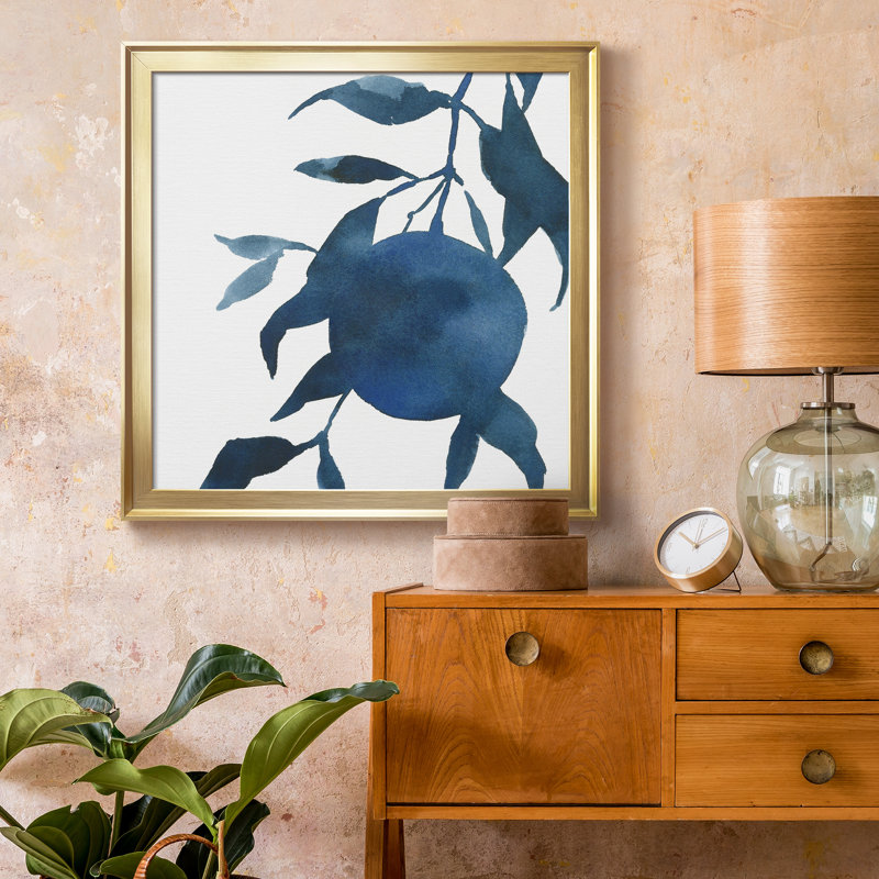 Indigo Oranges I-Premium, reproduction encadrée - prête à être accrochée, H 26,5 po x l 26,5 po x P 1,5 po, Pas de tapis