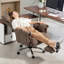 Chaise de bureau avec repose-pieds inclinable, brun clair
