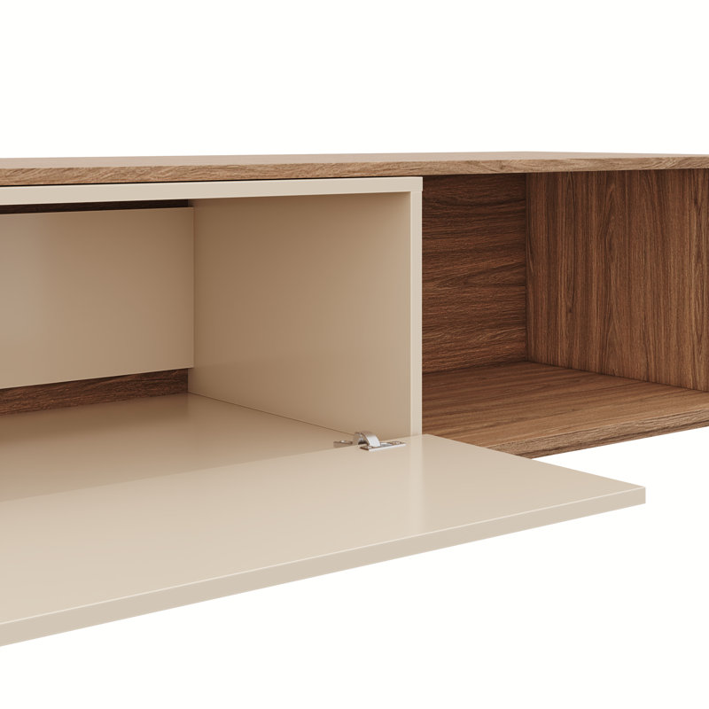 Arlo Extendable Tv Console with Storage Cabinet, Brown/Ivory