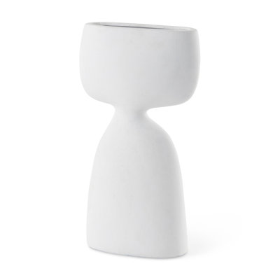 12" White Ceramic Sculptural Table Vase