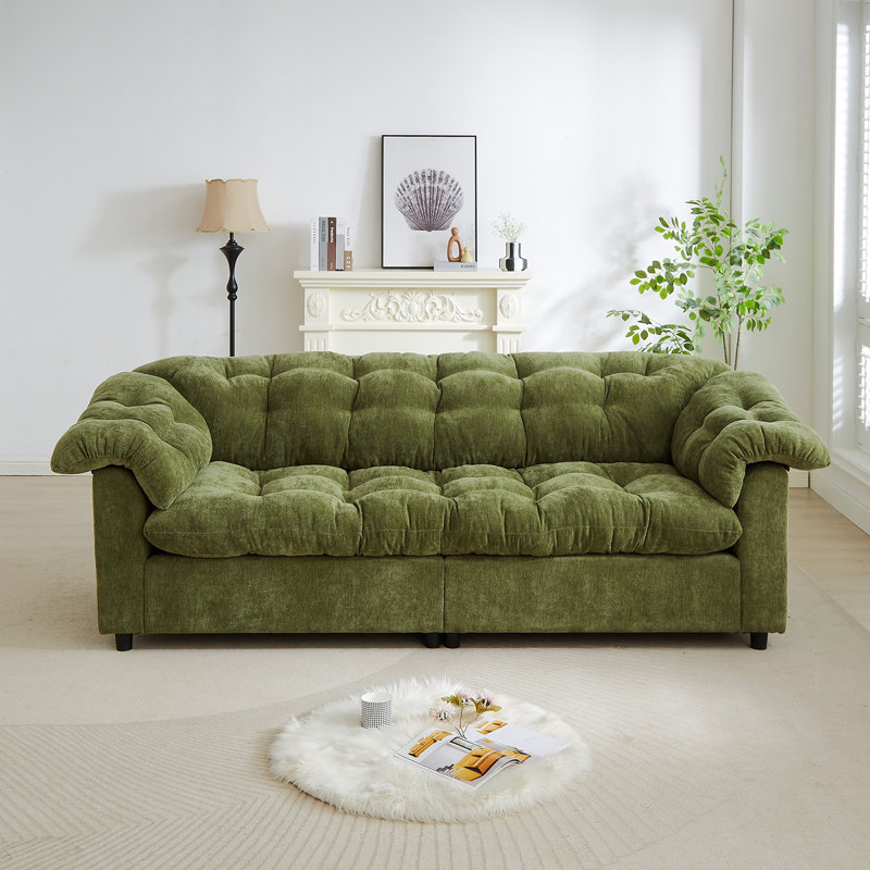 Canapé rembourré Aurelia, Chenille verte,  H 33 po x l 41,7 po x P 99,2 po