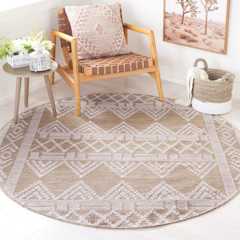 Tapis géométrique à tissage plat Rada, Rond 6 pi