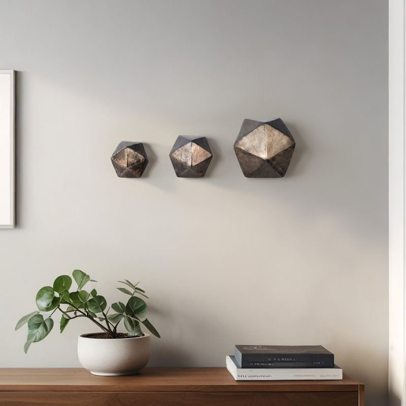 Ensemble de 17 bulles murales géométriques Akiko 3 pièces 5/6/9 ", bronze, aluminium, fabriquées à partir de matériaux de la plus haute qualité