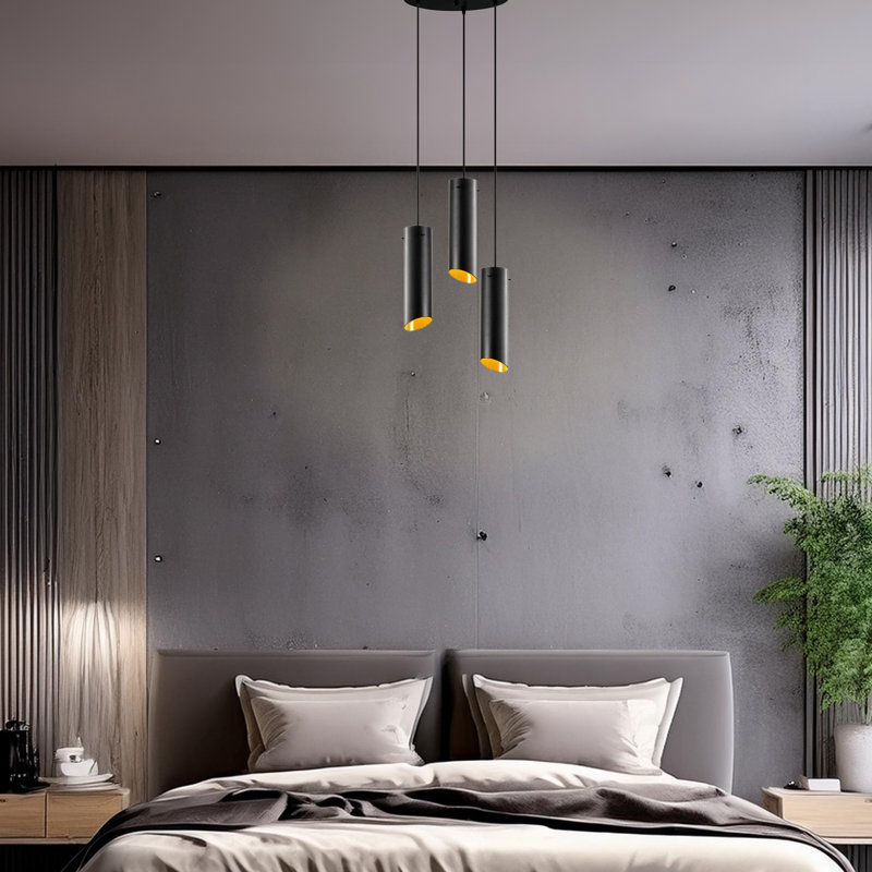 Adjustable Height 3-Lights Metal Body Cluster Pendant