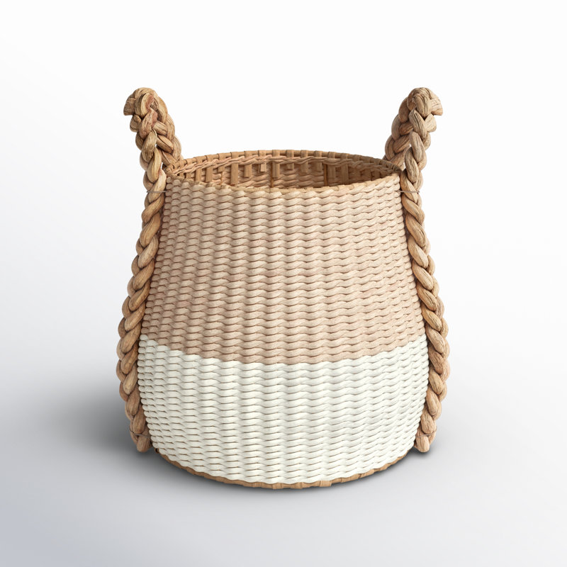 Armadi Two Tone Wicker Basket with Handles, Cream
