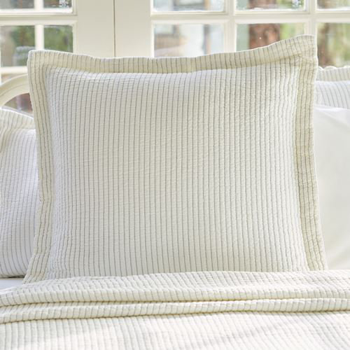 Hudson Stripe Cotton Blend No Sham Set, Euro, White/Indigo