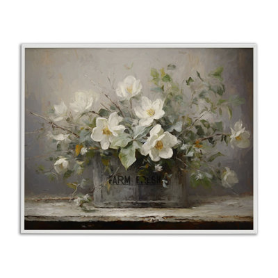 Country Farm Florals Gray Framed Giclee Art by Ramona Murdock