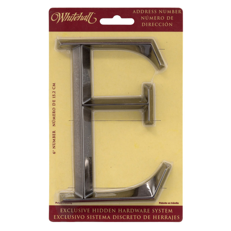 6 po  lettre de maison Classic, E, Nickel