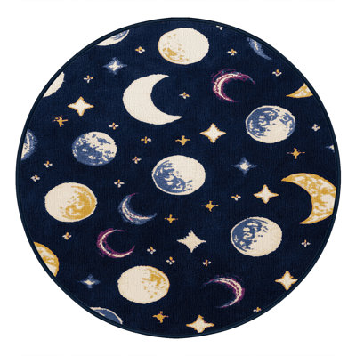 Machine Washable Space Blue Area Rug