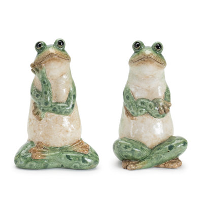 Statue de grenouille de jardin en céramique (ensemble de 2)
