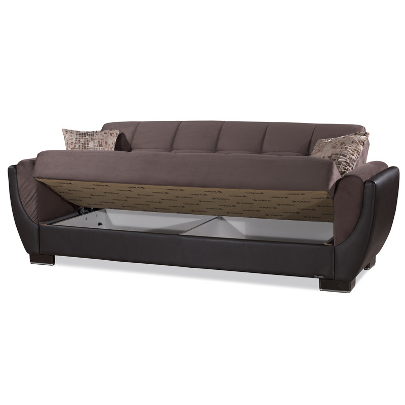 Upholstered 93.5'' Sleeper Sofa, Dark Brown