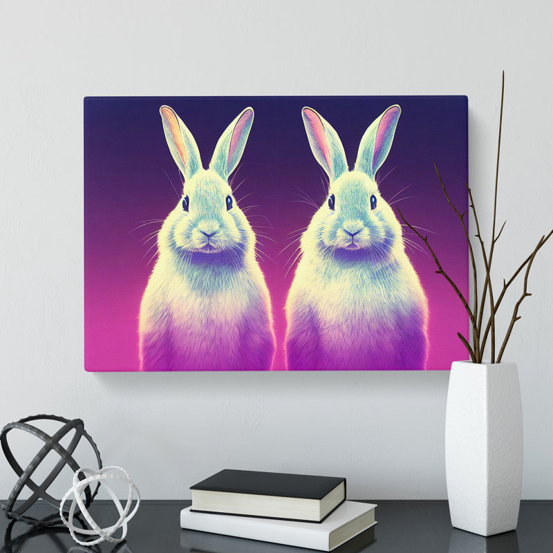 Pair Of Rabbits - Wrapped Canvas Print, 35cm H x 50cm W x 3cm D