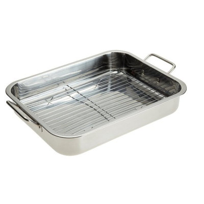 Lexi Home Golden Prime Stainless Steel Roasting Pan with Rack