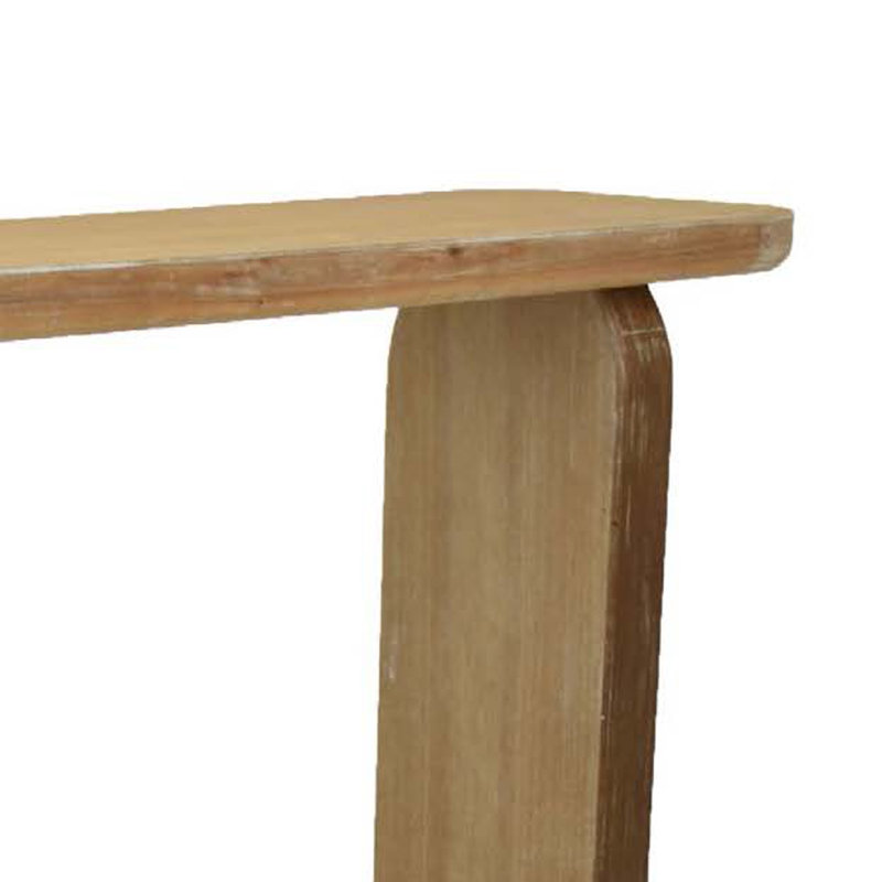 Console Table, Rounded Edge Top With Arch Legs, 55 Inch Brown Wood