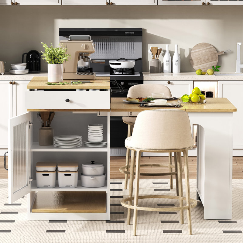 71 cm W Kitchen Island with Top, White