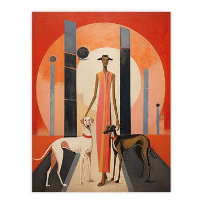 Wall Art Print God Of The Greyhounds Conceptual Oil Painting Red Egyptian Sunset Art Deco Poster