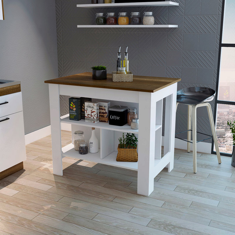 Îlot de cuisine, quatre pieds, trois tablettes