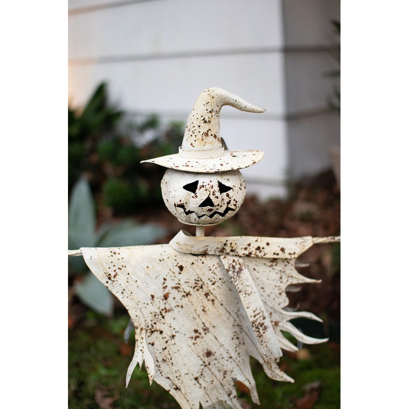  Sturdy Rustic Halloween Scarecrow Yard Stake – Distressed Metal