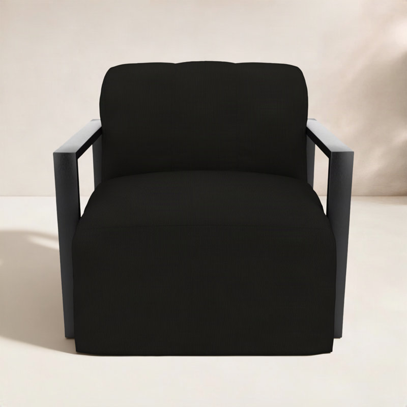 Chaise longue rembourrée en aluminium avec tissu Sunbrella Rosalie, Sunbrella® toile noire