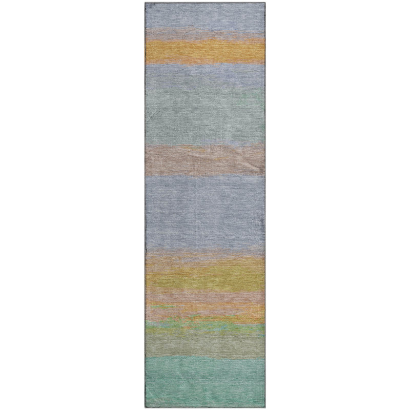 Premium Machine Washable Alijah AMF1272 Stripes Rug, Runner 2'3" x 7'6"