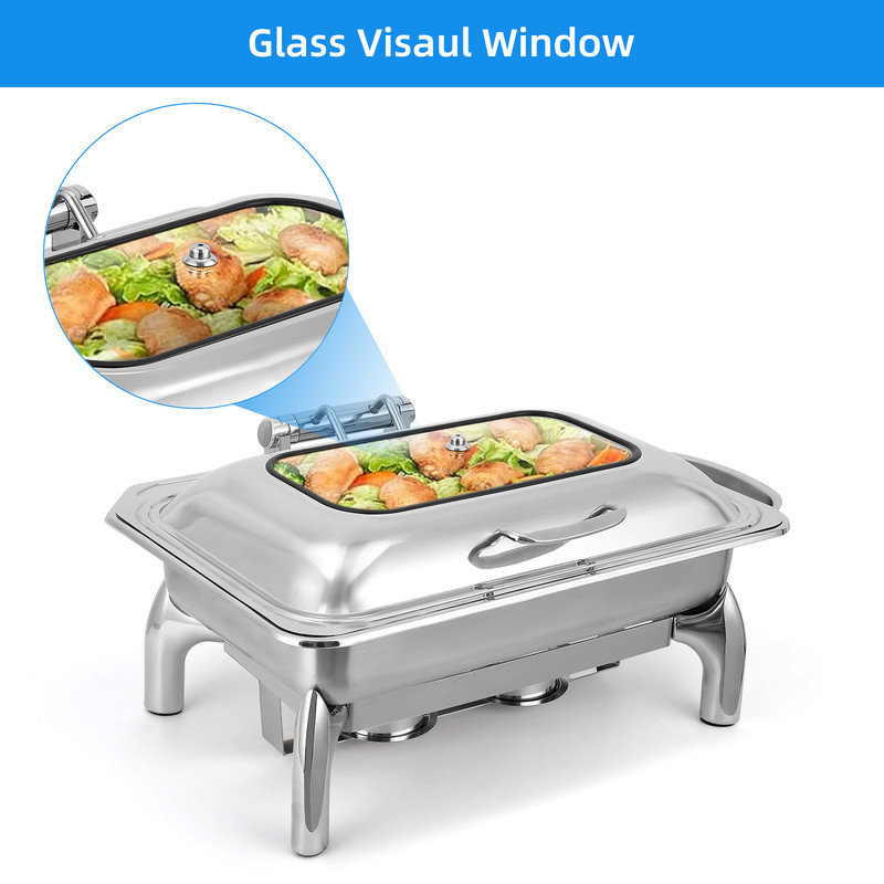 Premium Stainless Steel Roll-Top Rectangle Buffet Server