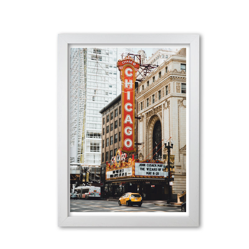 Retro Chicago Theatre - Print, White Grain Frame, 42 cm H x 30 cm W x 5 cm D