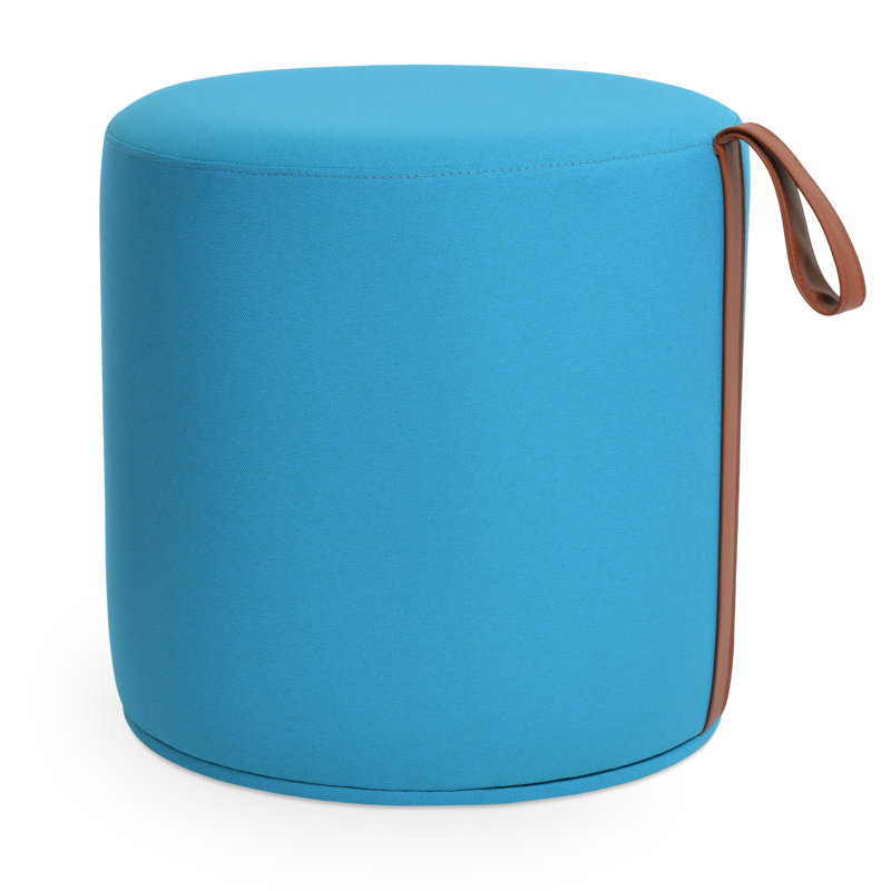 Pouf-tabouret avec poignée Celine, Tissu Era turquoise