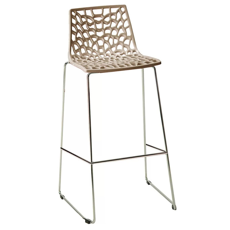 Spider Fixed Height Bar Stool - Glossy Pearl, Clear