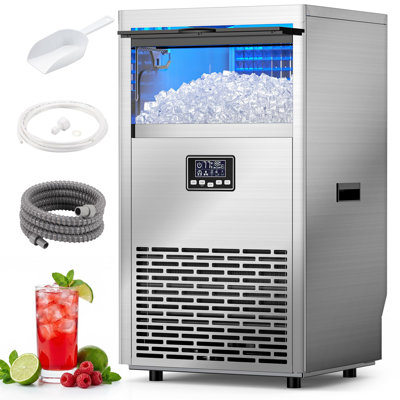 144 Lbs/24H Commercial Ice Maker, 29 Lbs Storage, Under Counter, Led Display & Self - Cleaning, 304 Stainless Steel For Home Bar Outdoor Kitchen